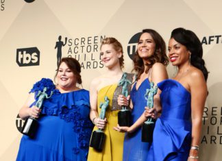 This Is Us: See Co-Stars Mandy Moore, Chrissy Metz and Susan Kelechi Watson Rocking Matching Dresses at SAG Awards